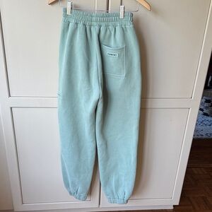 Mint Green Fleece Joggers with Elastic Waist Comfrt